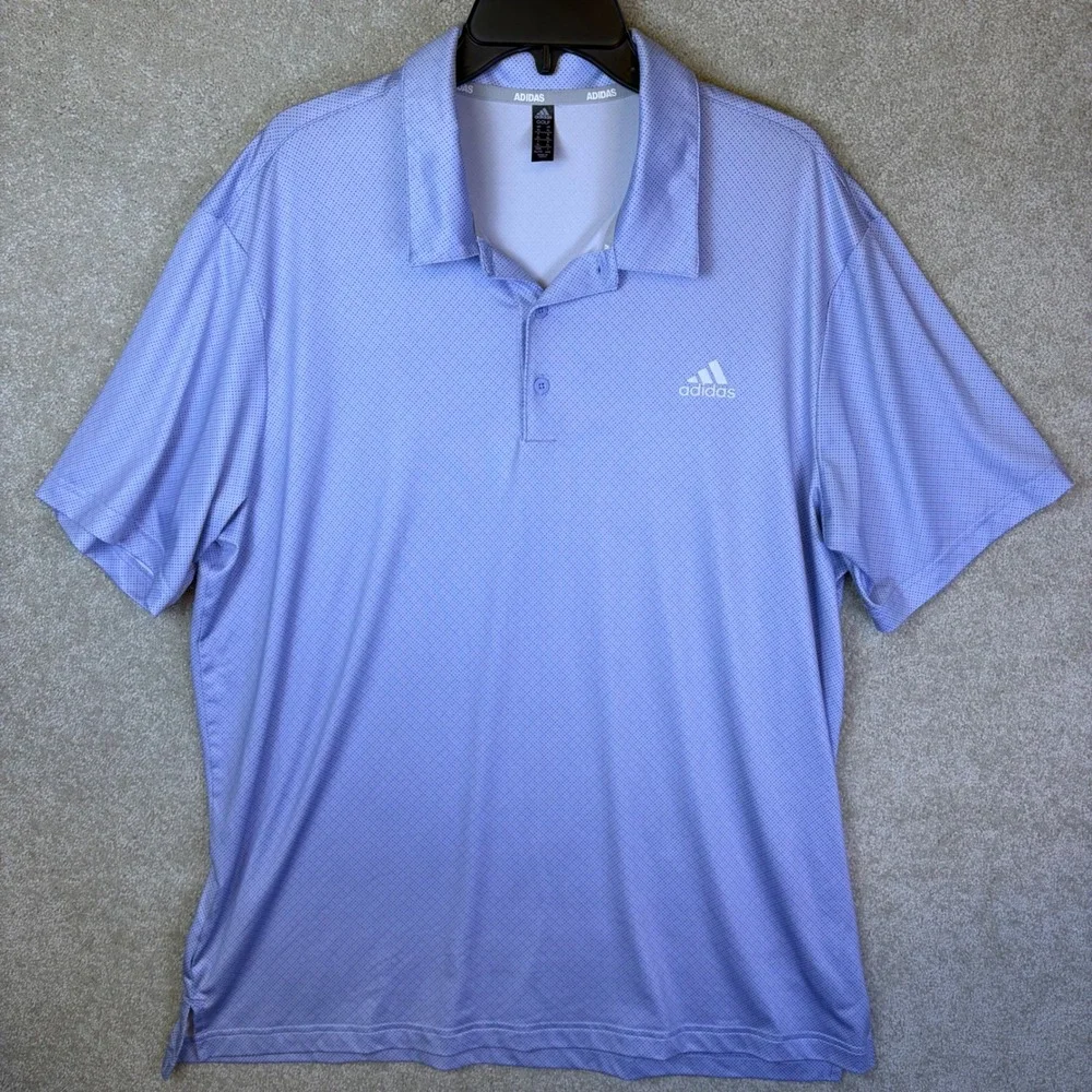 Adidas Golf Polo Shirt Mens XL Blue Micro Dot Short Sleeve Performance Top
